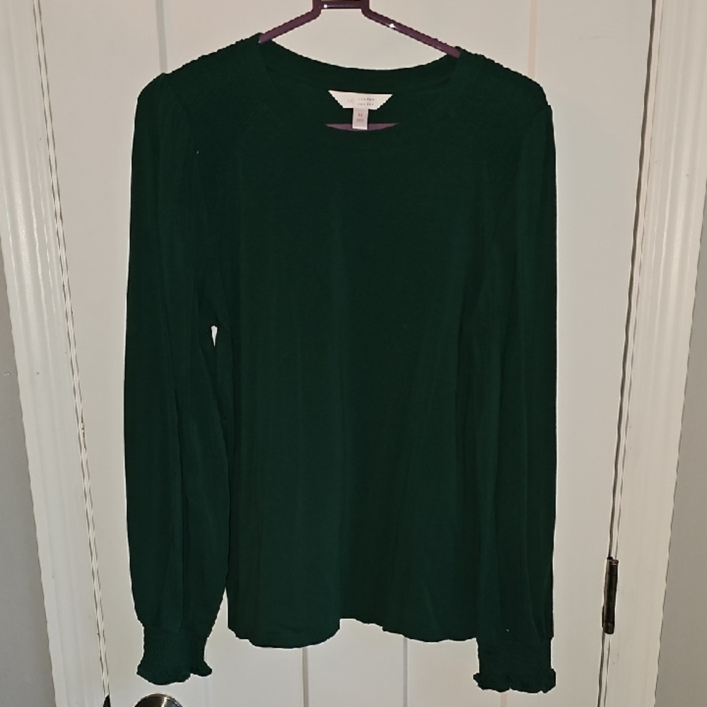 Lauren Conrad Sz Medium Green Long Sleeve Top. Dressy Top
